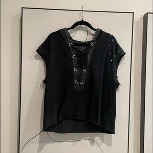 Hooded Cut Off Sweatshirt